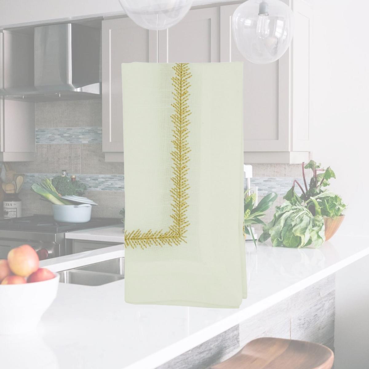 Picture of Saro Lifestyle 5065.GL20S 20 in. Embroidered Border Square Table Napkins, Gold - Set of 4