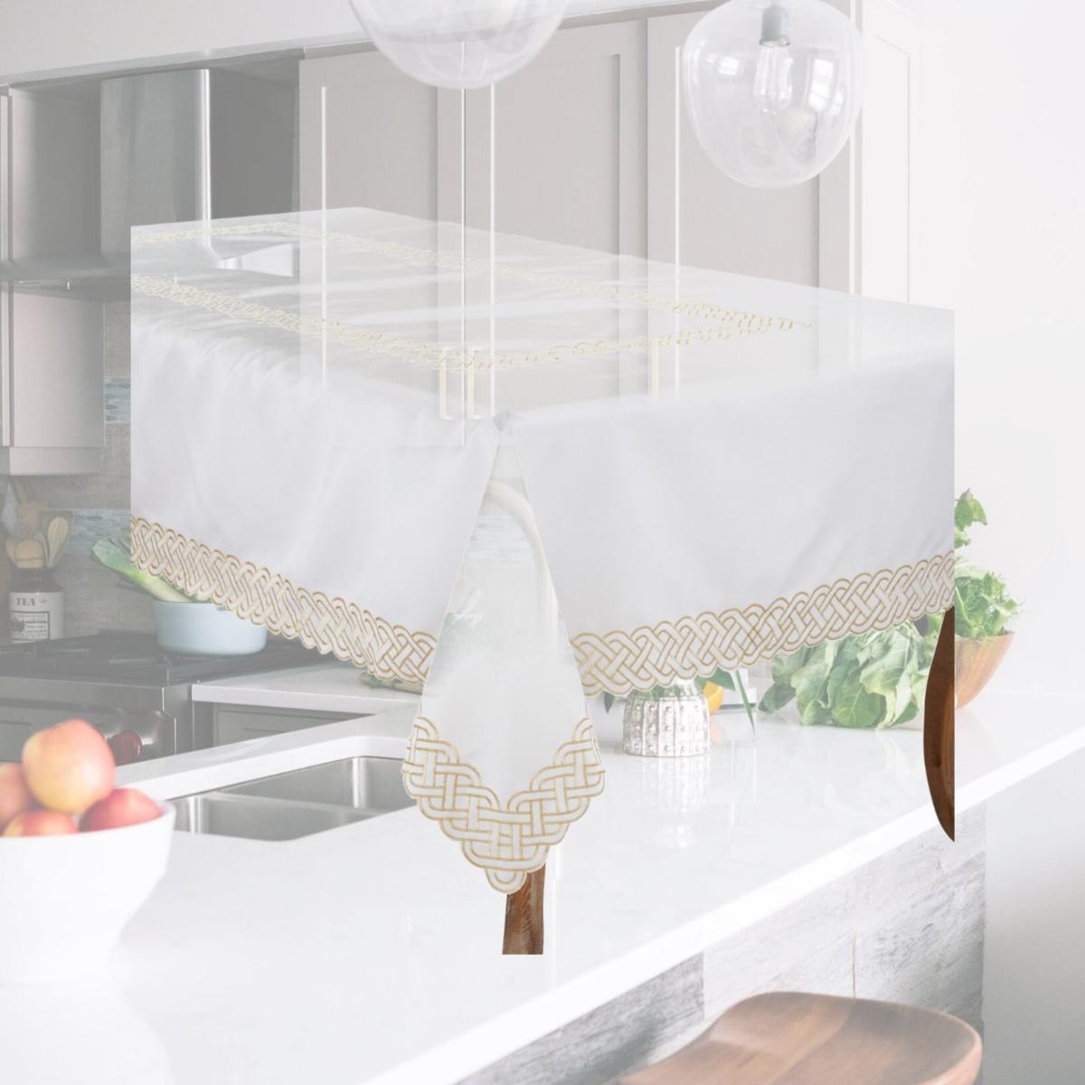 Picture of Saro Lifestyle 1729.GL6590B 65 x 90 in. Braid Embroidered Oblong Tablecloth, Gold