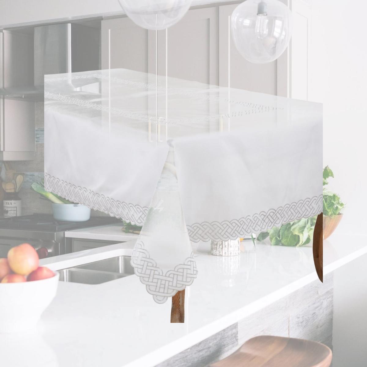 Picture of Saro Lifestyle 1729.S65120B 65 x 120 in. Braid Embroidered Oblong Tablecloth, Silver
