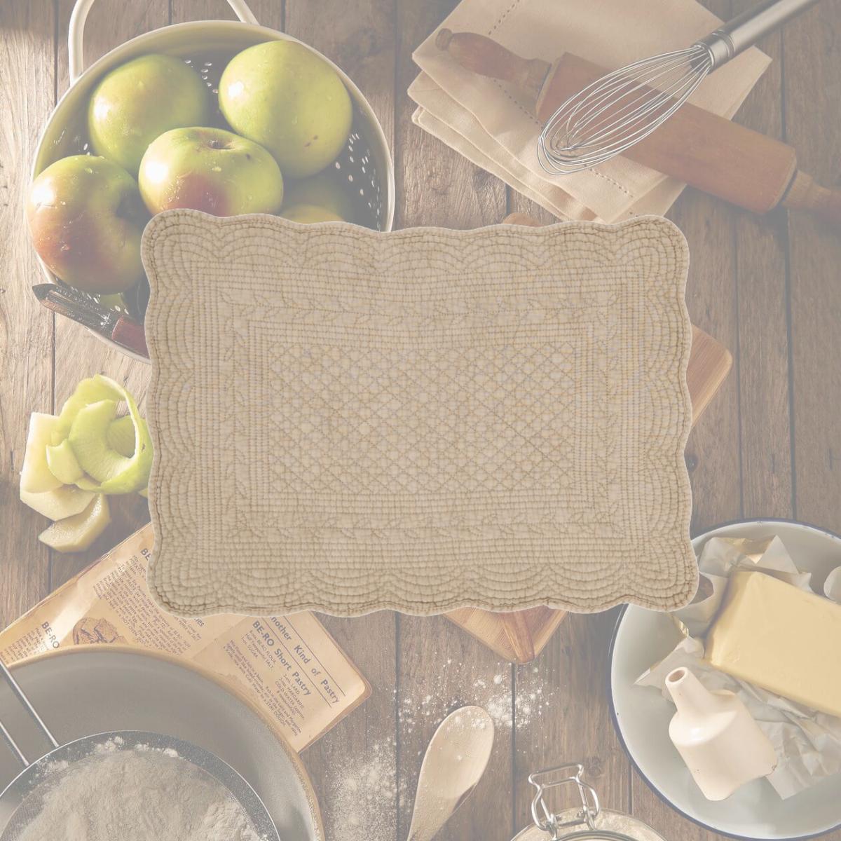 Picture of Saro Lifestyle 1400.T1420B 14 x 20 in. Charming Quilted Oblong Placemat, Taupe - Set of 4