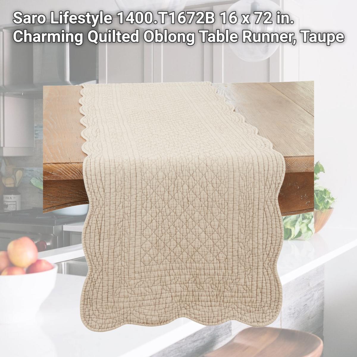 Picture of Saro Lifestyle 1400.T1672B 16 x 72 in. Charming Quilted Oblong Table Runner, Taupe