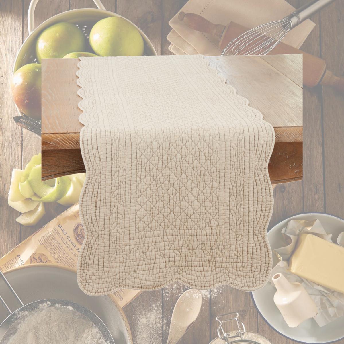 Picture of Saro Lifestyle 1400.T1672B 16 x 72 in. Charming Quilted Oblong Table Runner, Taupe