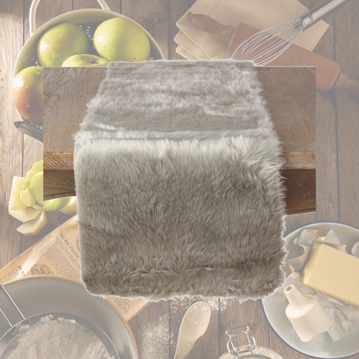 Picture of Saro Lifestyle 197.GY1554B 15 x 54 in. Faux Fur Design Oblong Table Runner, Grey