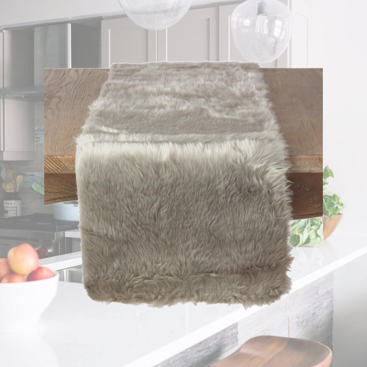 Picture of Saro Lifestyle 197.GY15120B 15 x 120 in. Faux Fur Design Oblong Table Runner, Grey