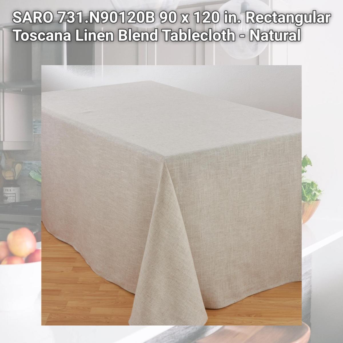 Picture of SARO 731.N90120B 90 x 120 in. Rectangular Toscana Linen Blend Tablecloth - Natural
