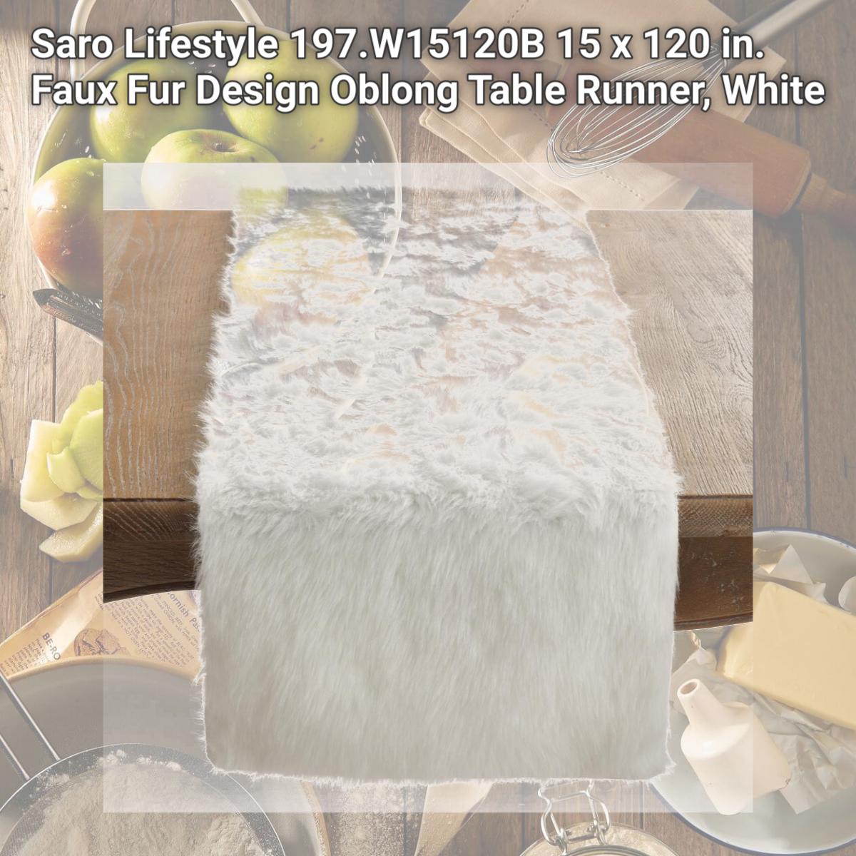 Picture of Saro Lifestyle 197.W15120B 15 x 120 in. Faux Fur Design Oblong Table Runner, White