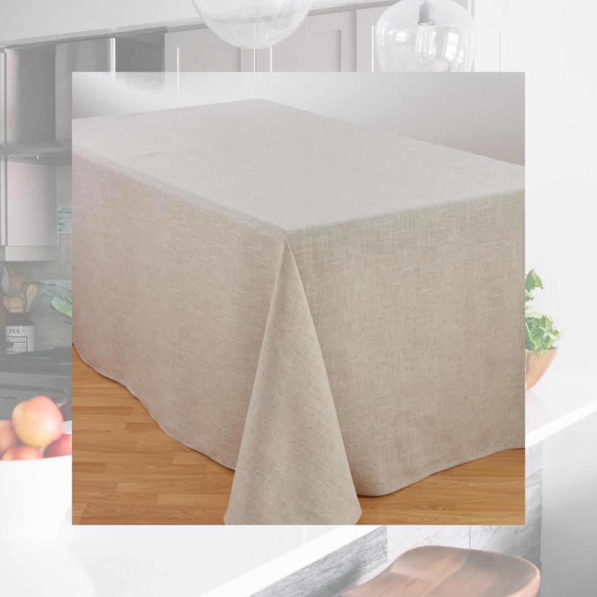 Picture of SARO 731.N90156B 90 x 156 in. Rectangular Toscana Linen Blend Tablecloth - Natural
