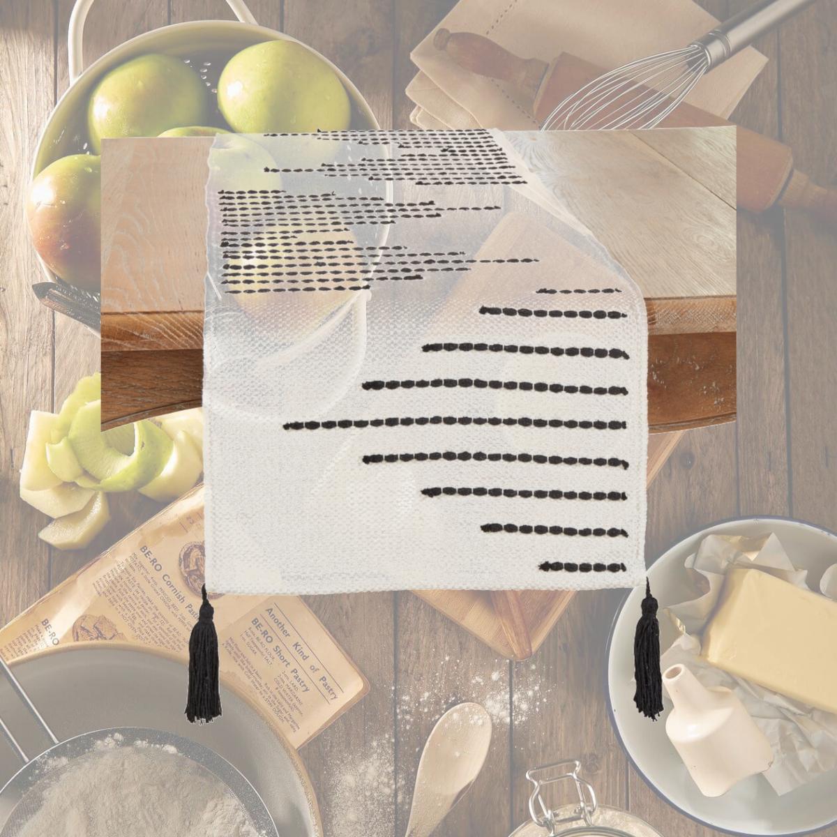 Picture of Saro Lifestyle 6322.BW1672B 16 x 72 in. Diamond Delight Woven Oblong Table Runner, Black & White