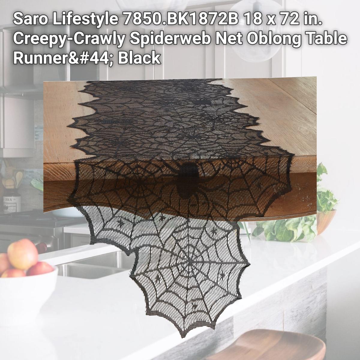 Picture of Saro Lifestyle 7850.BK1872B 18 x 72 in. Creepy-Crawly Spiderweb Net Oblong Table Runner, Black