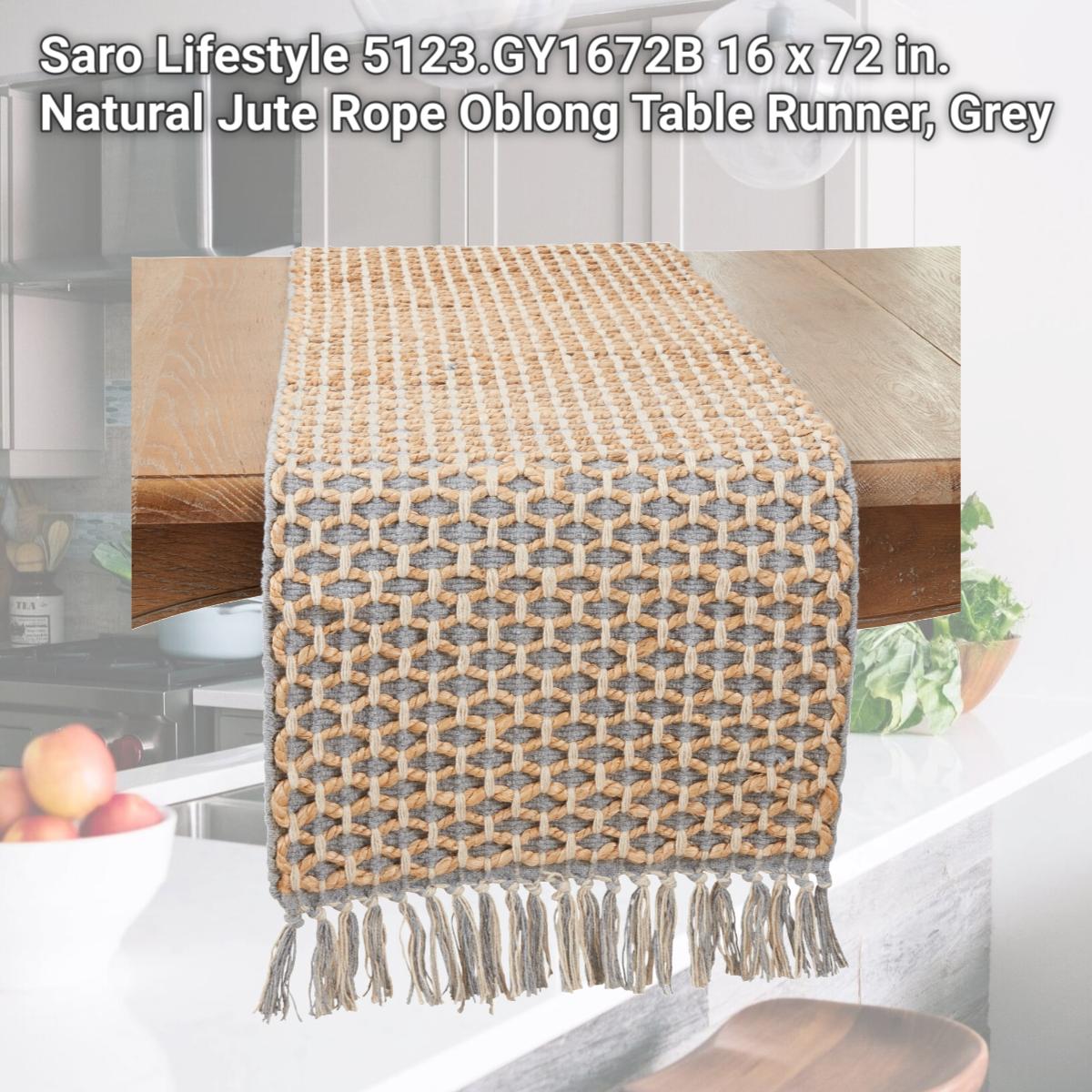 Picture of Saro Lifestyle 5123.GY1672B 16 x 72 in. Natural Jute Rope Oblong Table Runner, Grey