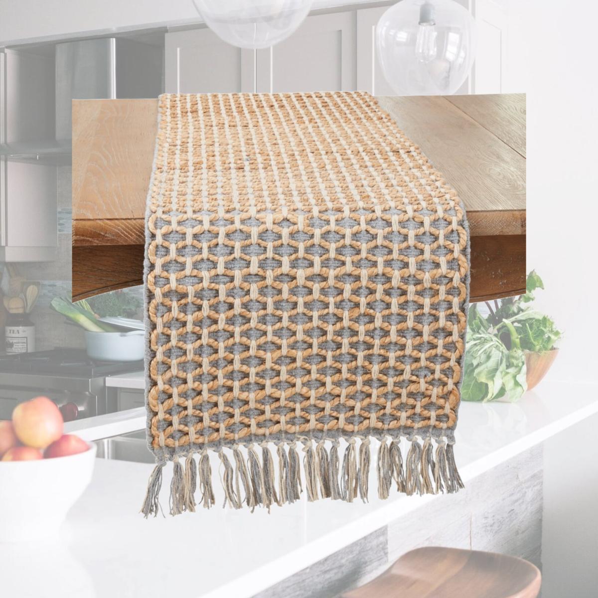 Picture of Saro Lifestyle 5123.GY1672B 16 x 72 in. Natural Jute Rope Oblong Table Runner, Grey