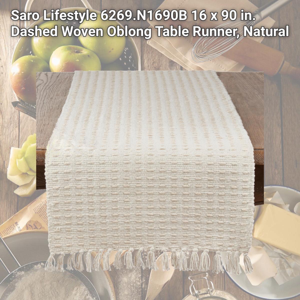 Picture of Saro Lifestyle 6269.N1690B 16 x 90 in. Dashed Woven Oblong Table Runner, Natural