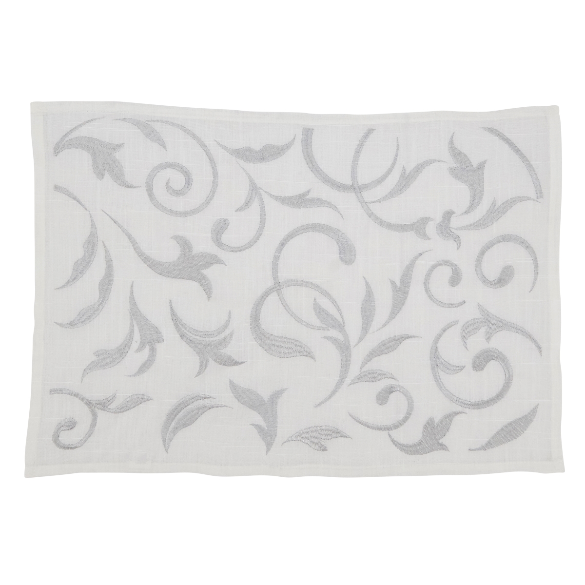 UPC 756381912110 product image for 14 x 20 in. Botanical Embroidered Leaves Oblong Placemat, Silver - Set of 4 | upcitemdb.com
