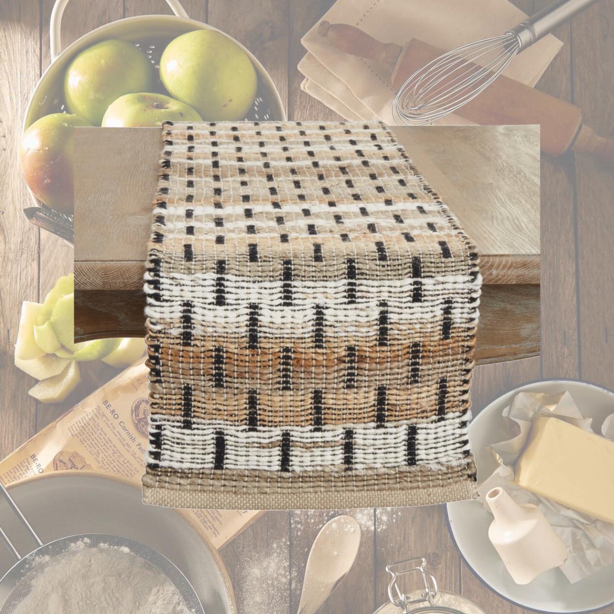 Picture of Saro Lifestyle 2485.N1472B 14 x 72 in. Tailored Stripe Table Runner, Natural