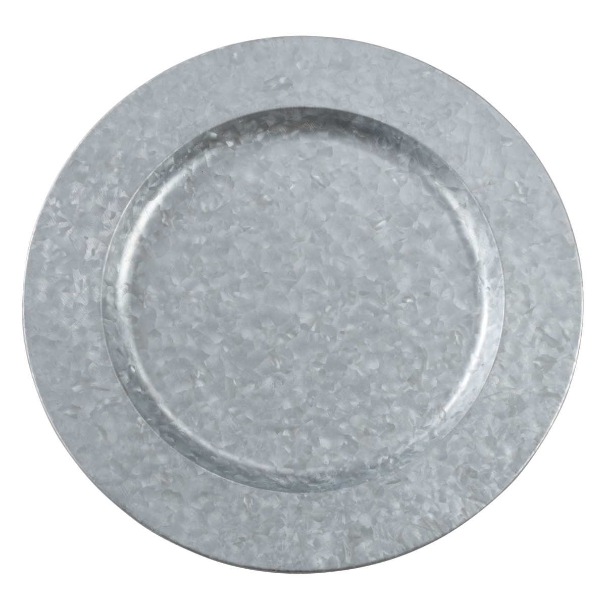 Ch374.s13r 13 In. Round Metal Charger Plates With Polished Galvanized Finish - Silver, Set Of 4