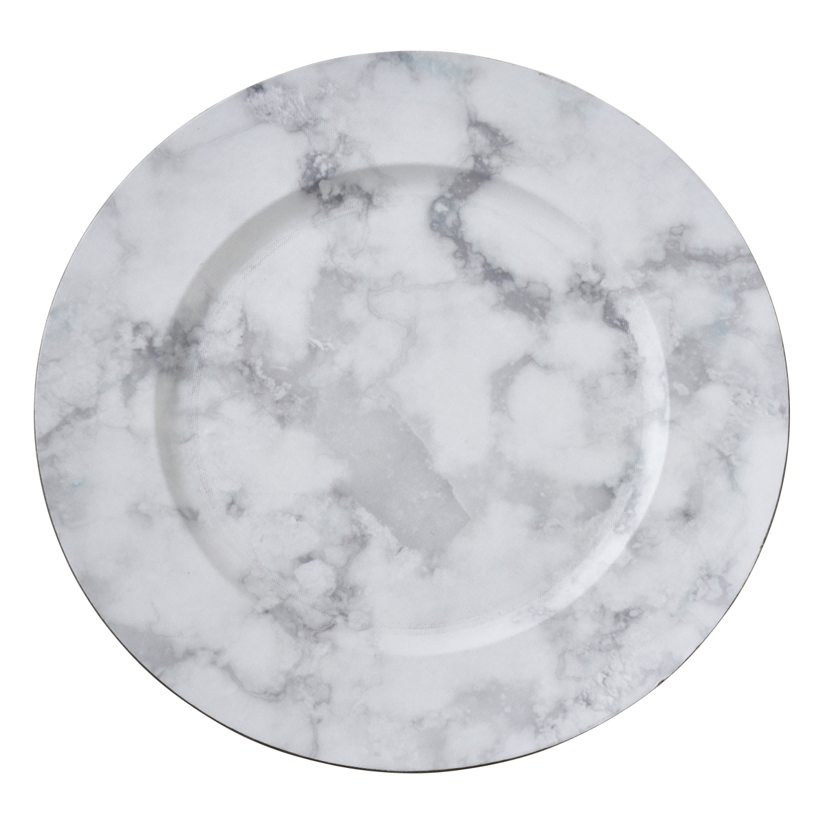 Ch018.gy14r 14 In. Round Marble Design Table Chargers - Grey, Set Of 4