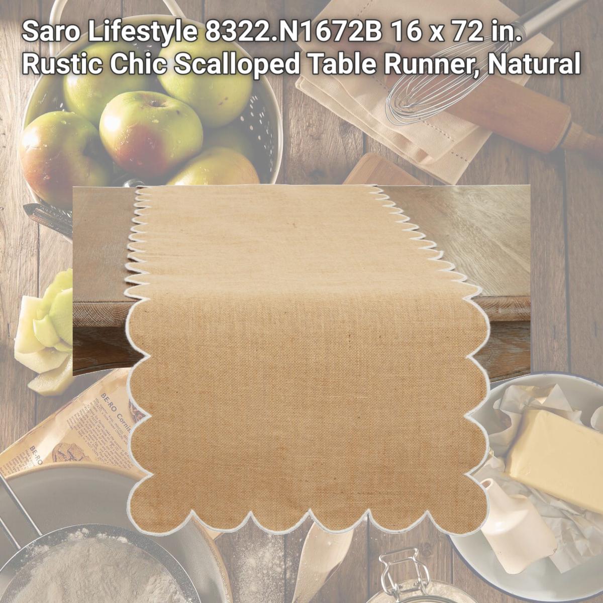Picture of Saro Lifestyle 8322.N1672B 16 x 72 in. Rustic Chic Scalloped Table Runner, Natural
