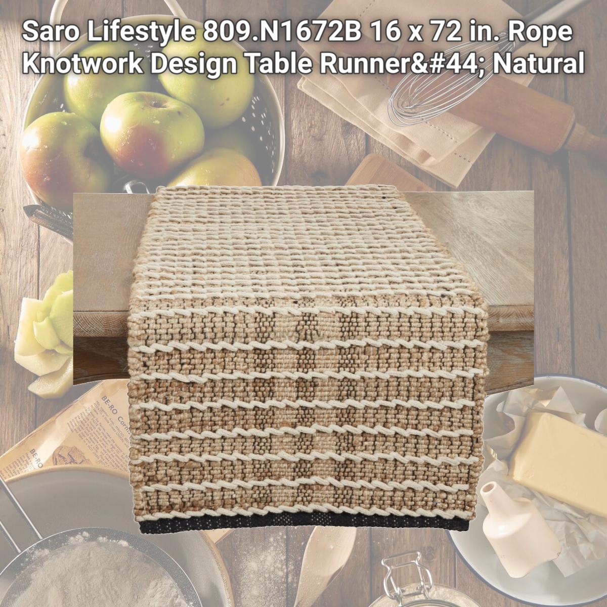 Picture of Saro Lifestyle 809.N1672B 16 x 72 in. Rope Knotwork Design Table Runner, Natural