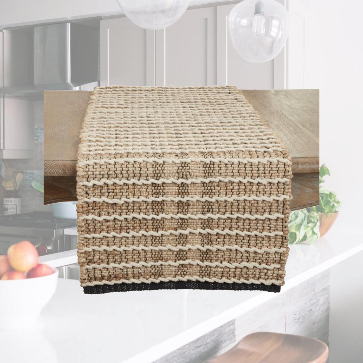 Picture of Saro Lifestyle 809.N1672B 16 x 72 in. Rope Knotwork Design Table Runner, Natural
