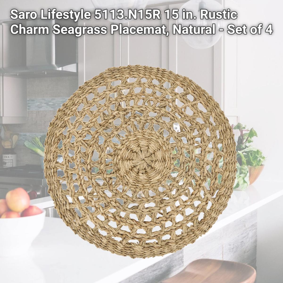 Picture of Saro Lifestyle 5113.N15R 15 in. Rustic Charm Seagrass Placemat, Natural - Set of 4