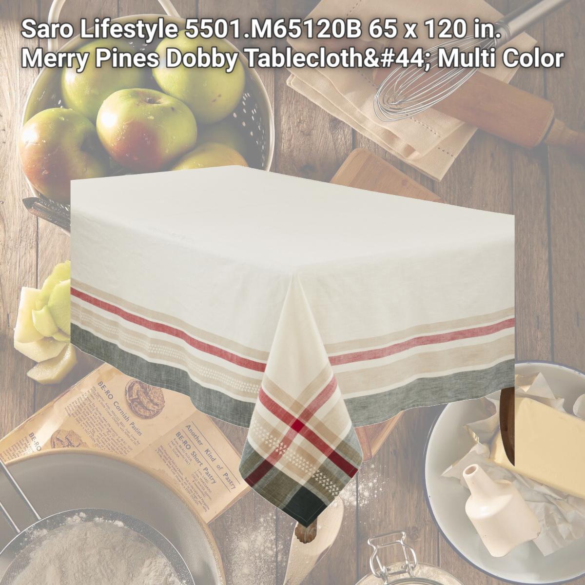 Picture of Saro Lifestyle 5501.M65120B 65 x 120 in. Merry Pines Dobby Tablecloth, Multi Color