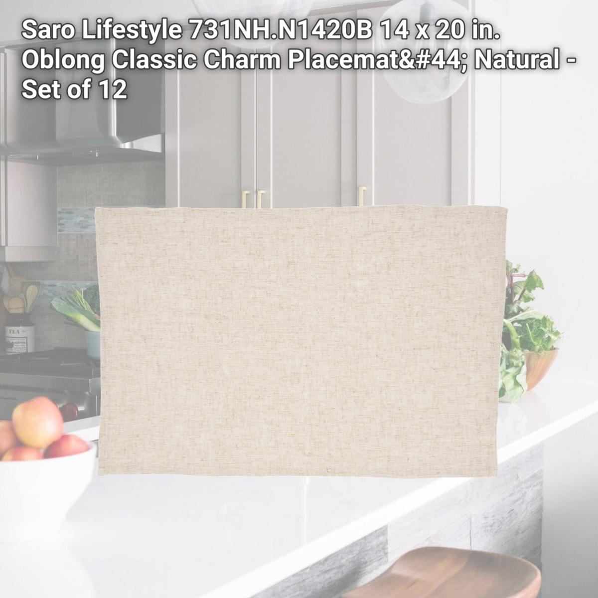 Picture of Saro Lifestyle 731NH.N1420B 14 x 20 in. Oblong Classic Charm Placemat, Natural - Set of 12