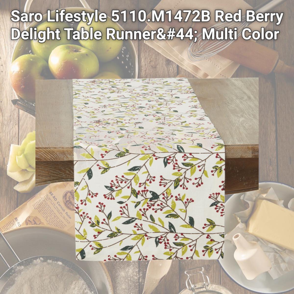 Picture of Saro Lifestyle 5110.M1472B Red Berry Delight Table Runner, Multi Color