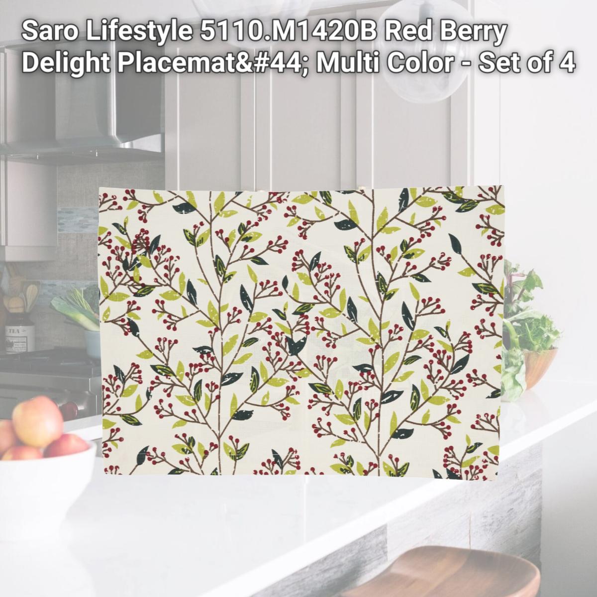 Picture of Saro Lifestyle 5110.M1420B Red Berry Delight Placemat, Multi Color - Set of 4