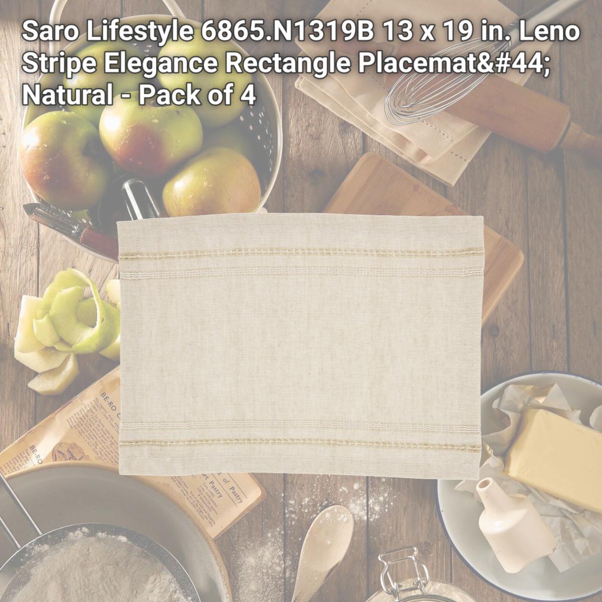 Picture of Saro Lifestyle 6865.N1319B 13 x 19 in. Leno Stripe Elegance Rectangle Placemat, Natural - Pack of 4