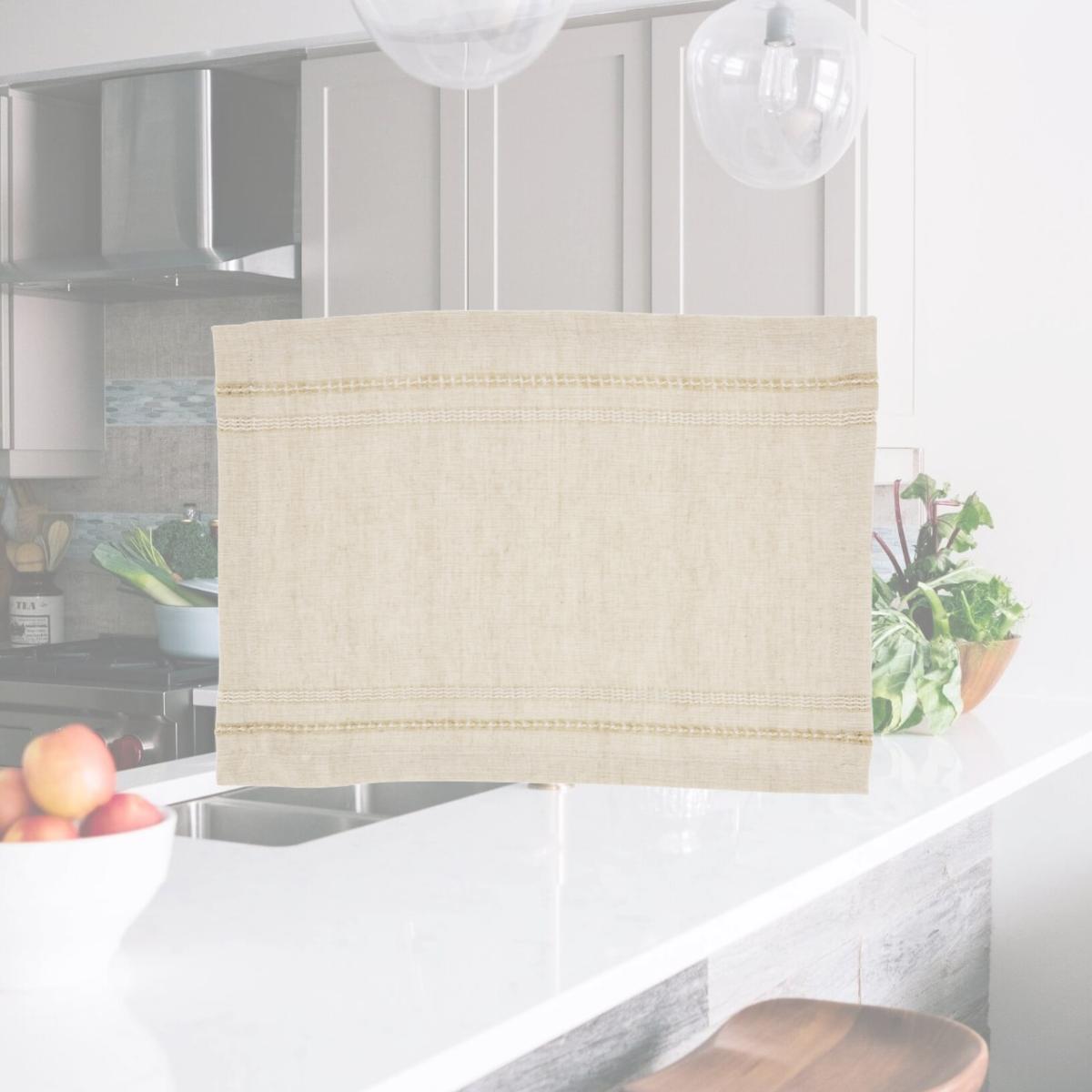 Picture of Saro Lifestyle 6865.N1319B 13 x 19 in. Leno Stripe Elegance Rectangle Placemat, Natural - Pack of 4