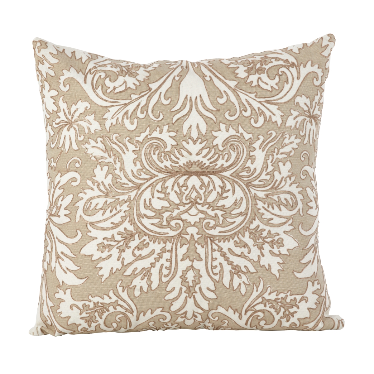 0005.gy18s 18 In. Stitched Medallion Motif Cotton Down Filled Throw Pillow, Grey