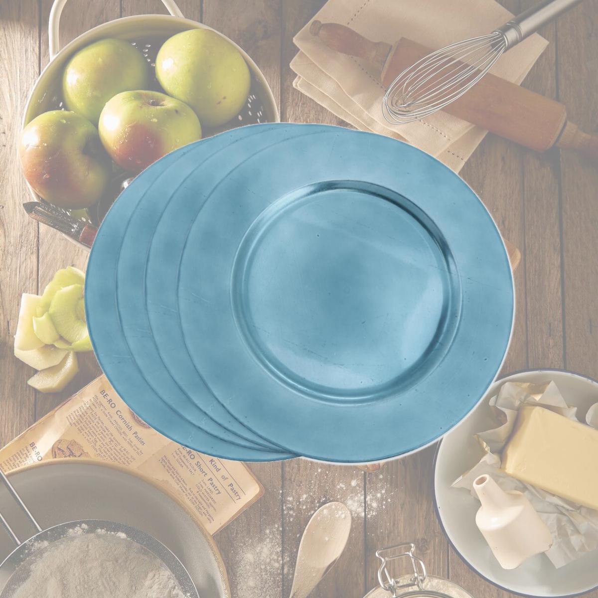Picture of SARO CH001.TE13R 13 in. Round Classic Design Charger Plate - Teal  Set of 4