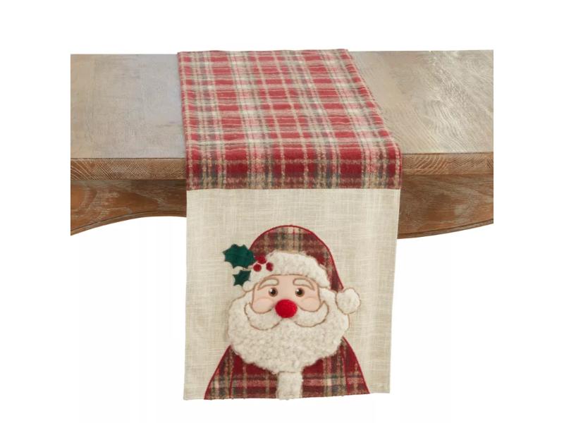 3244.M1372B 13 x 72 in. Plaid Santa Table Runner, Multi Color