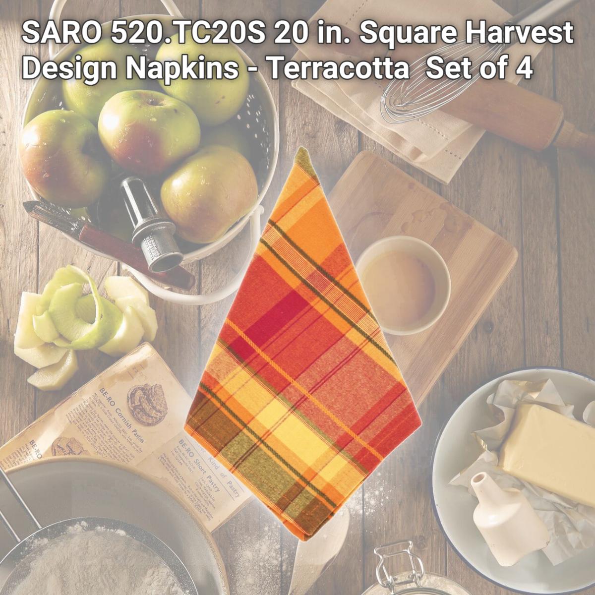 Picture of SARO 520.TC20S 20 in. Square Harvest Design Napkins - Terracotta  Set of 4