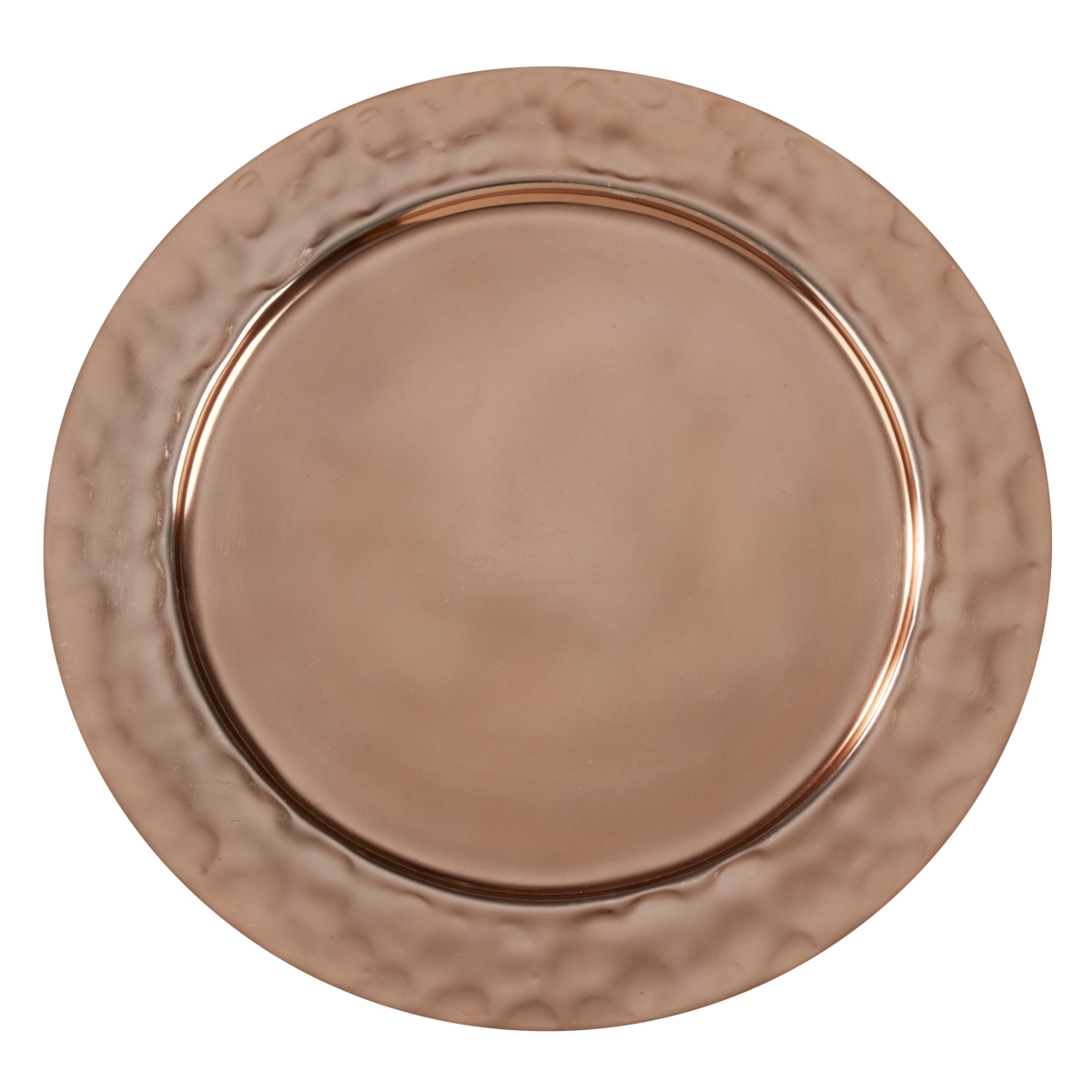 Ch865.co13r 13 In. Round Aluminum Table Chargers With Hammered Rim - Copper, Set Of 4