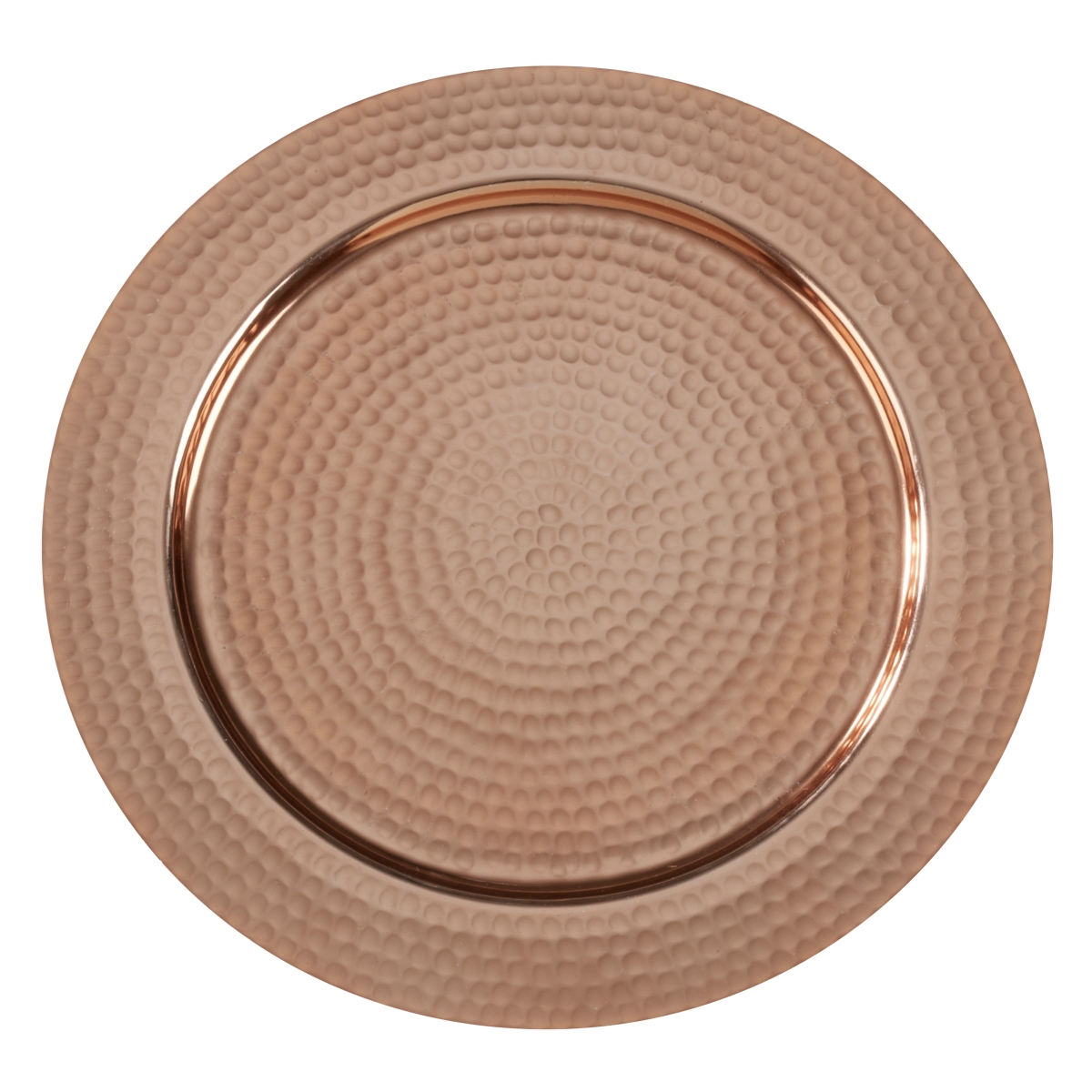 Ch866.co13r 13 In. Round Aluminum Charger Plates With Sparkle Hammered Design - Copper, Set Of 4