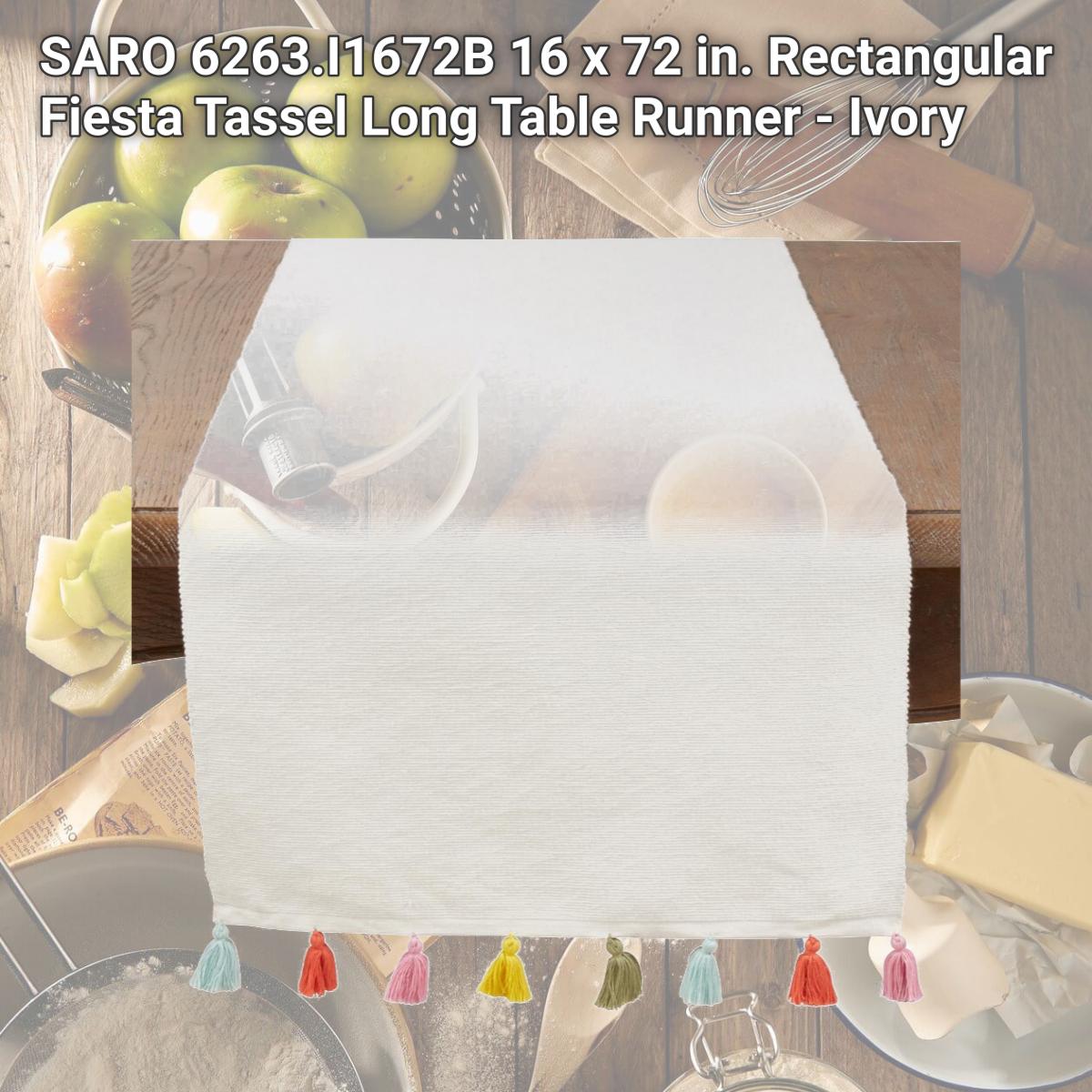 Picture of SARO 6263.I1672B 16 x 72 in. Colorburst Tassel Table Runner