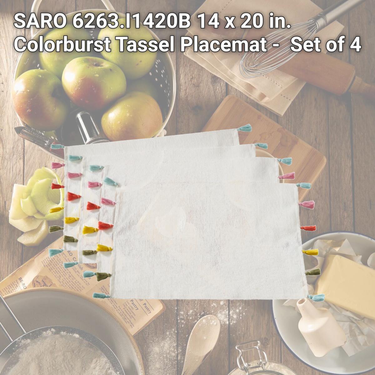 Picture of SARO 6263.I1420B 14 x 20 in. Colorburst Tassel Placemat -  Set of 4