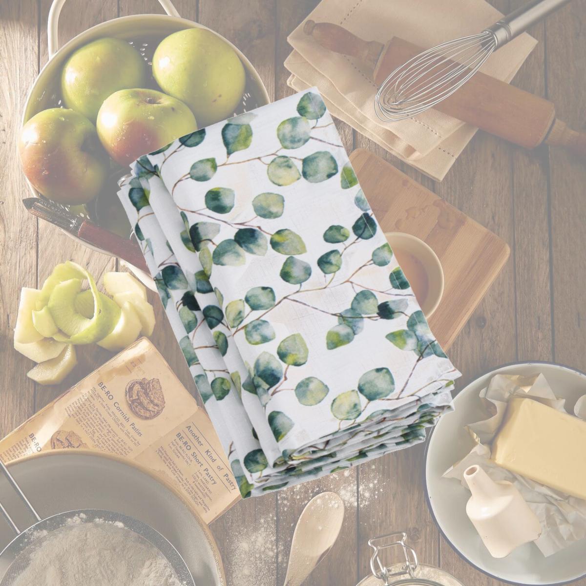 Picture of SARO 6144.EU20S 20 in. Square Eucalyptus Leaf Design Napkins - Eucalipto  Set of 12