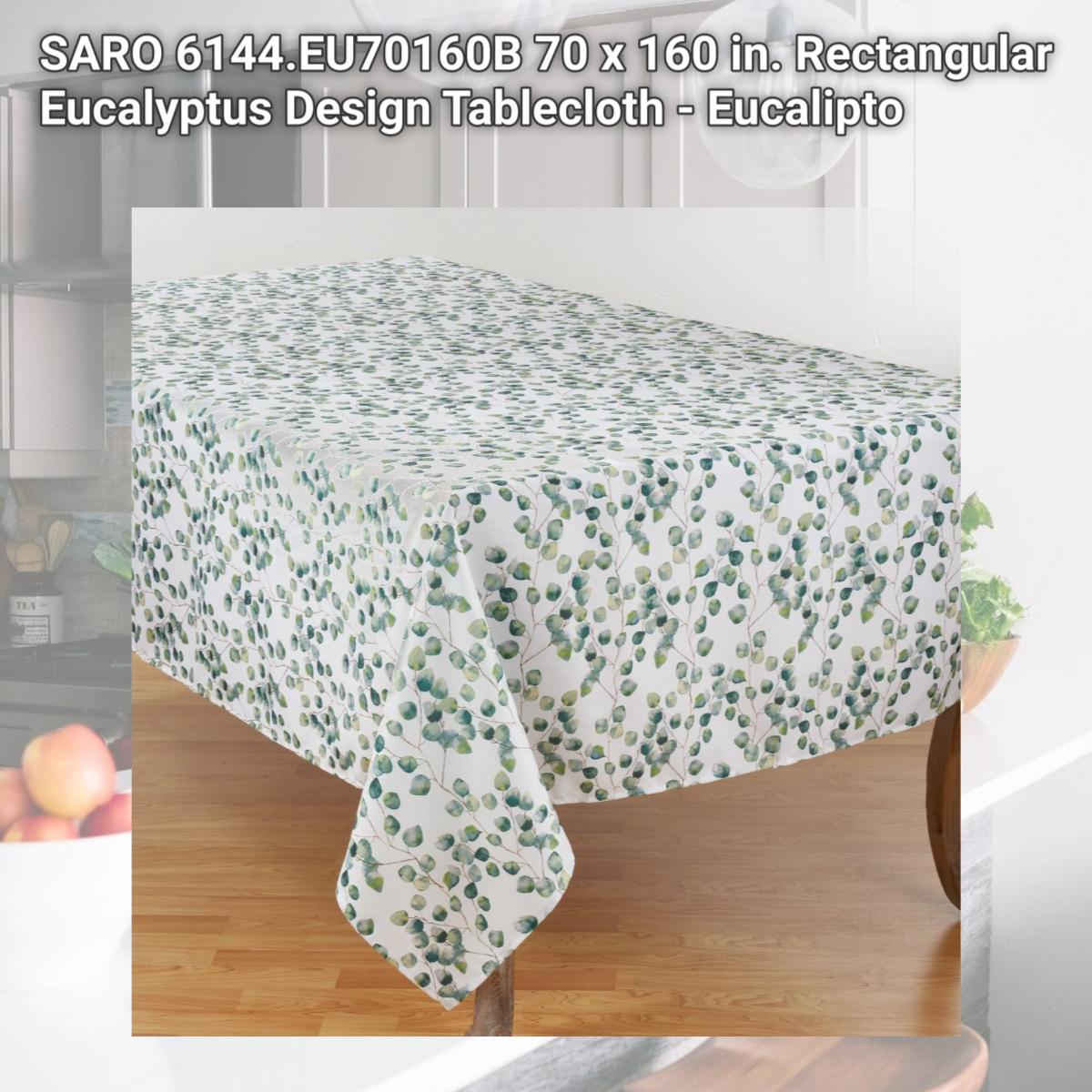 Picture of SARO 6144.EU70160B 70 x 160 in. Rectangular Eucalyptus Design Tablecloth - Eucalipto