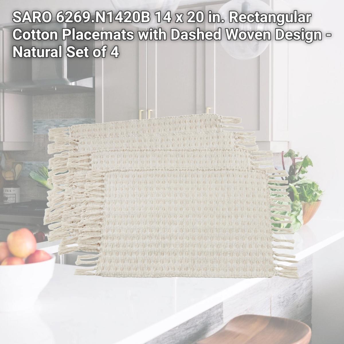 Picture of SARO 6269.N1420B 14 x 20 in. Rectangular Cotton Placemats with Dashed Woven Design - Natural  Set of 4