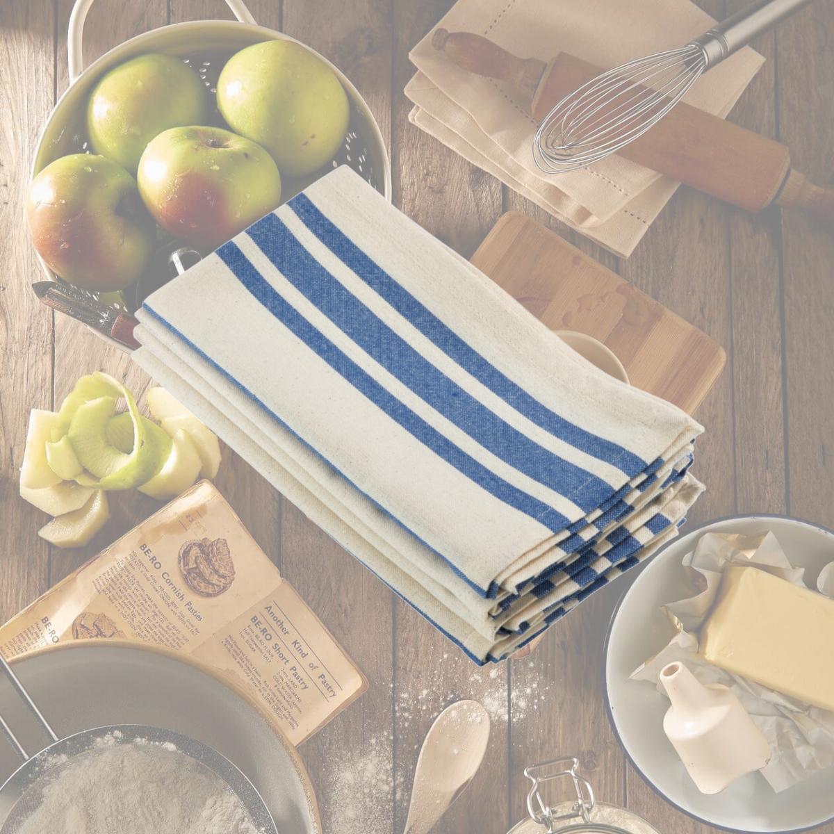 Picture of SARO 0808.FB20S 20 in. Country Classic Striped Napkin  French Blue - Set of 4