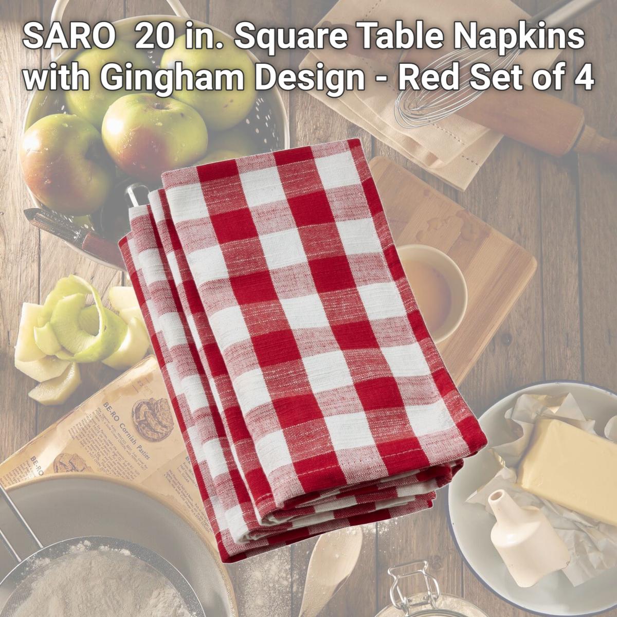 Picture of SARO 590.R20S 20 in. Square Table Napkins with Gingham Design - Red  Set of 4