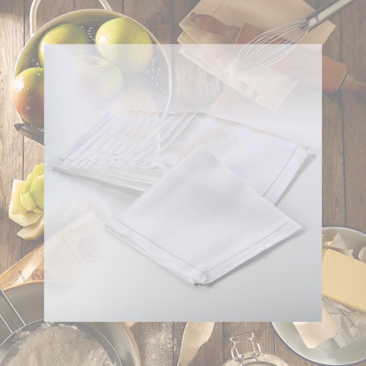 Picture of SARO 6300.W20S 20 in. Square Classic Hemstitch Border Dinner Napkin - White  Set of 12