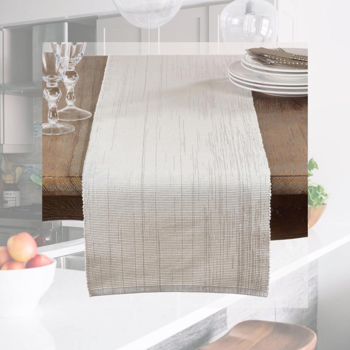 Picture of SARO 119.W1372B 13 x 72 in. Rectangular Shimmering Woven Cotton Table Runner - White