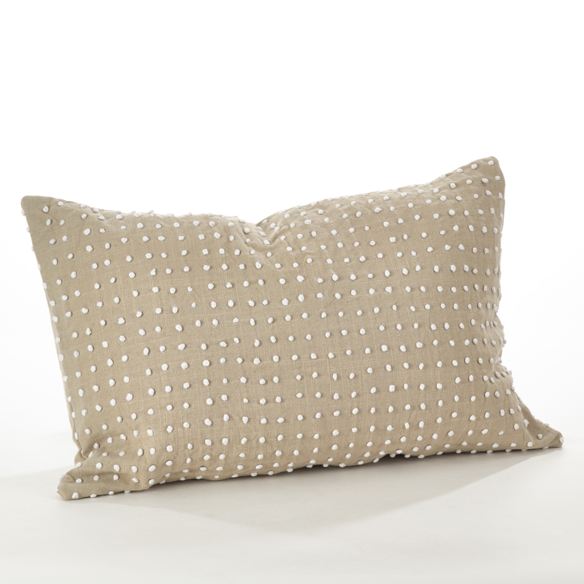 0006.n1423b 14 X 23 In. French Knot Design Down Filled Cotton Throw Pillow, Natural