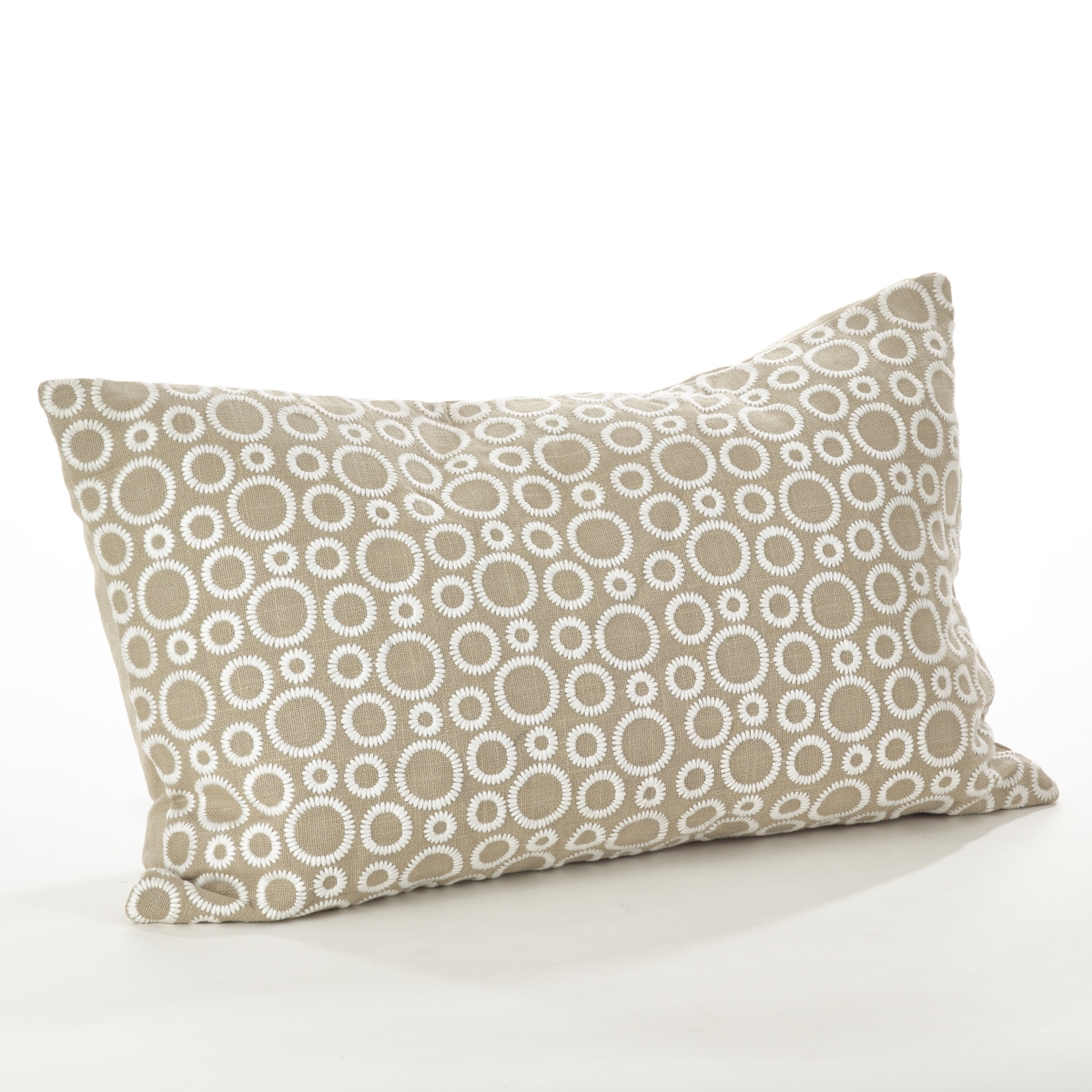 0007.n1423b 14 X 23 In. Embroidered Design Down Filled Cotton Throw Pillow, Natural