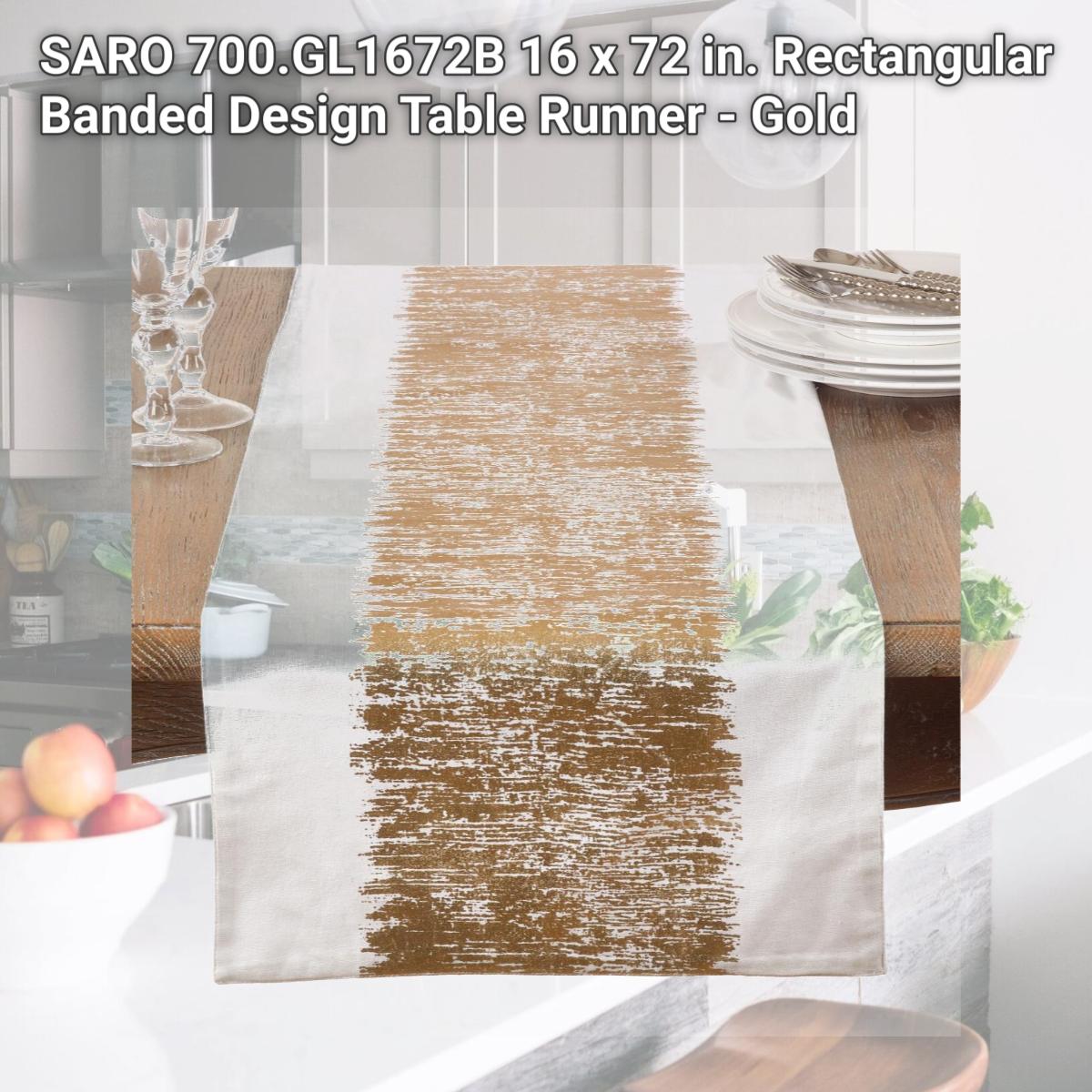 Picture of SARO 700.GL1672B 16 x 72 in. Rectangular Banded Design Table Runner - Gold