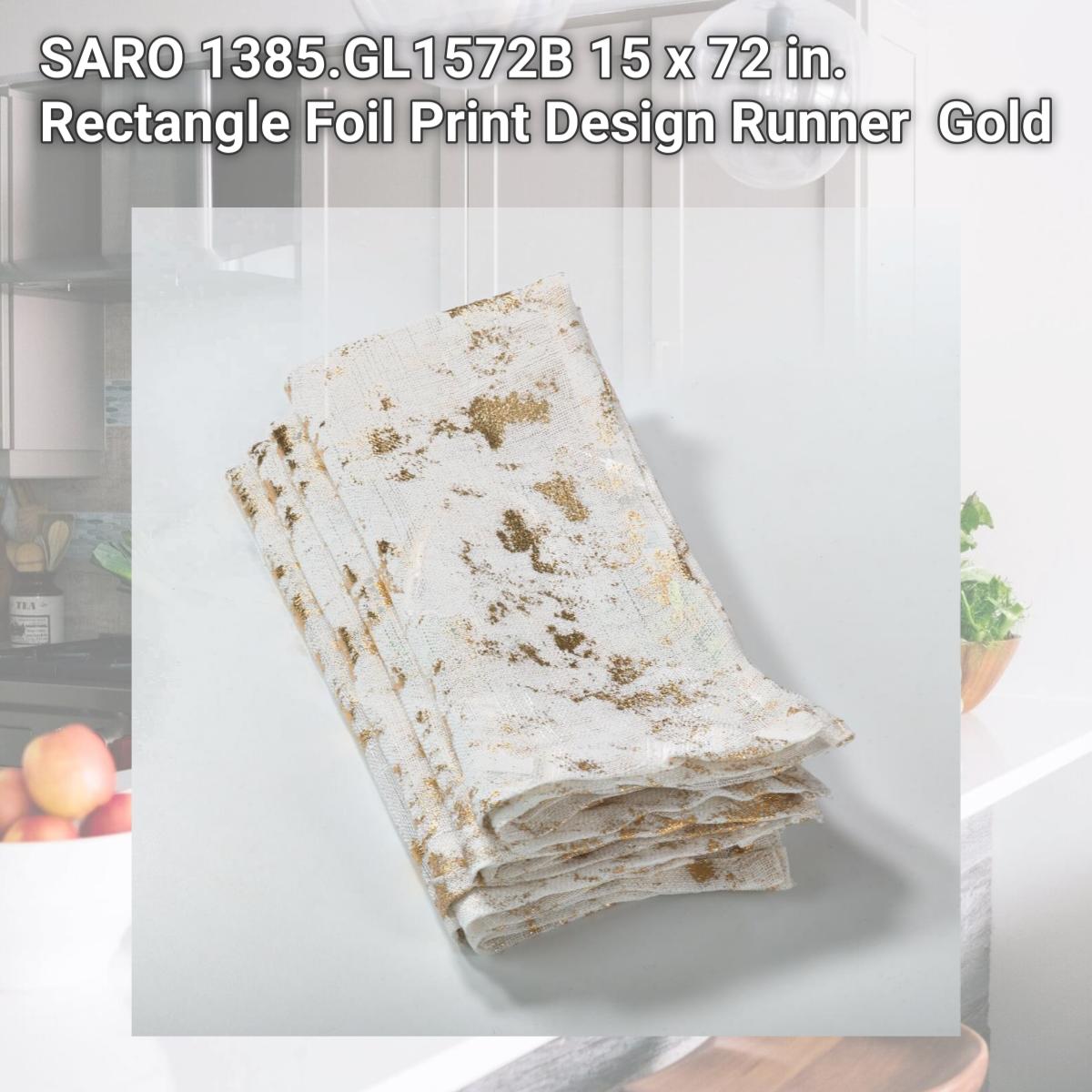 Picture of SARO 1385.GL1572B 15 x 72 in. Rectangle Foil Print Design Runner  Gold
