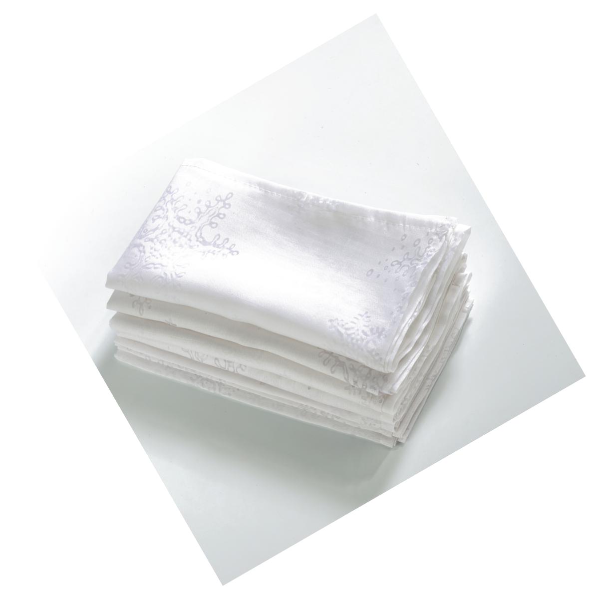Picture of SARO 8000.W20S 20 in. Square Burnout Snowflake Design Table Napkins  White - Set of 4